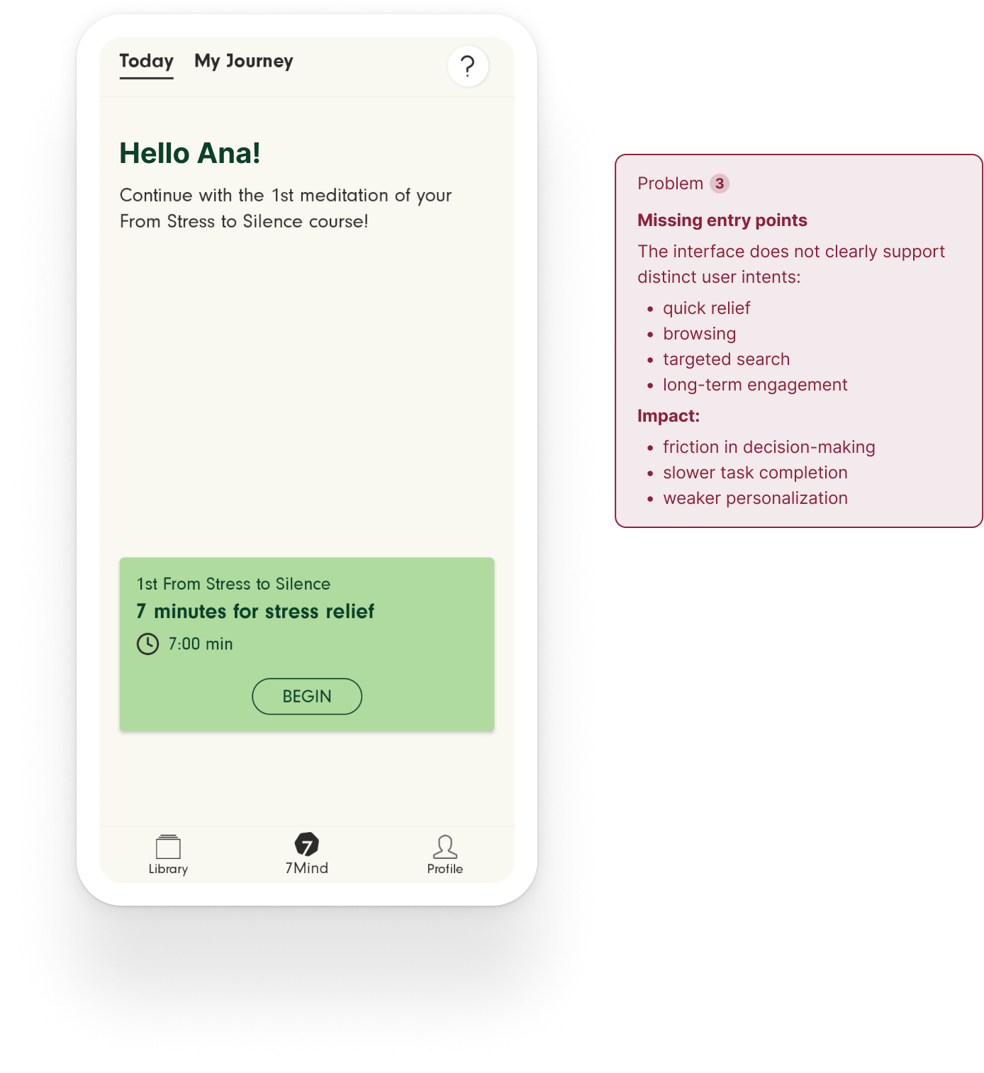 Home screen with Missing entry points annotated